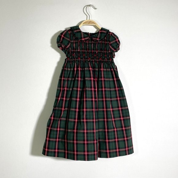 Janie and Jack Smocked Plaid Holiday Red Green Dress Toddler 3T - Picture 2 of 12